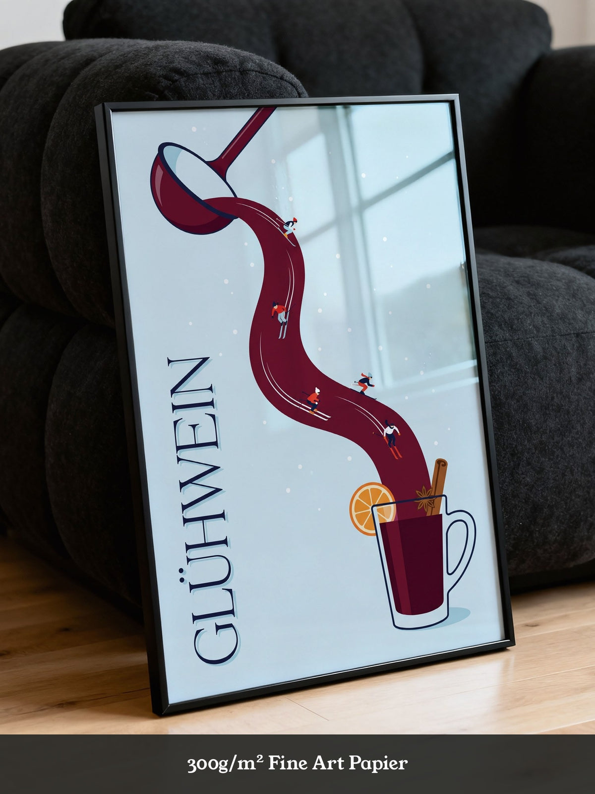 Glühwein Illustration Skifahrer