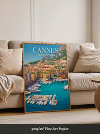 Cannes Hafen Malerei Retro