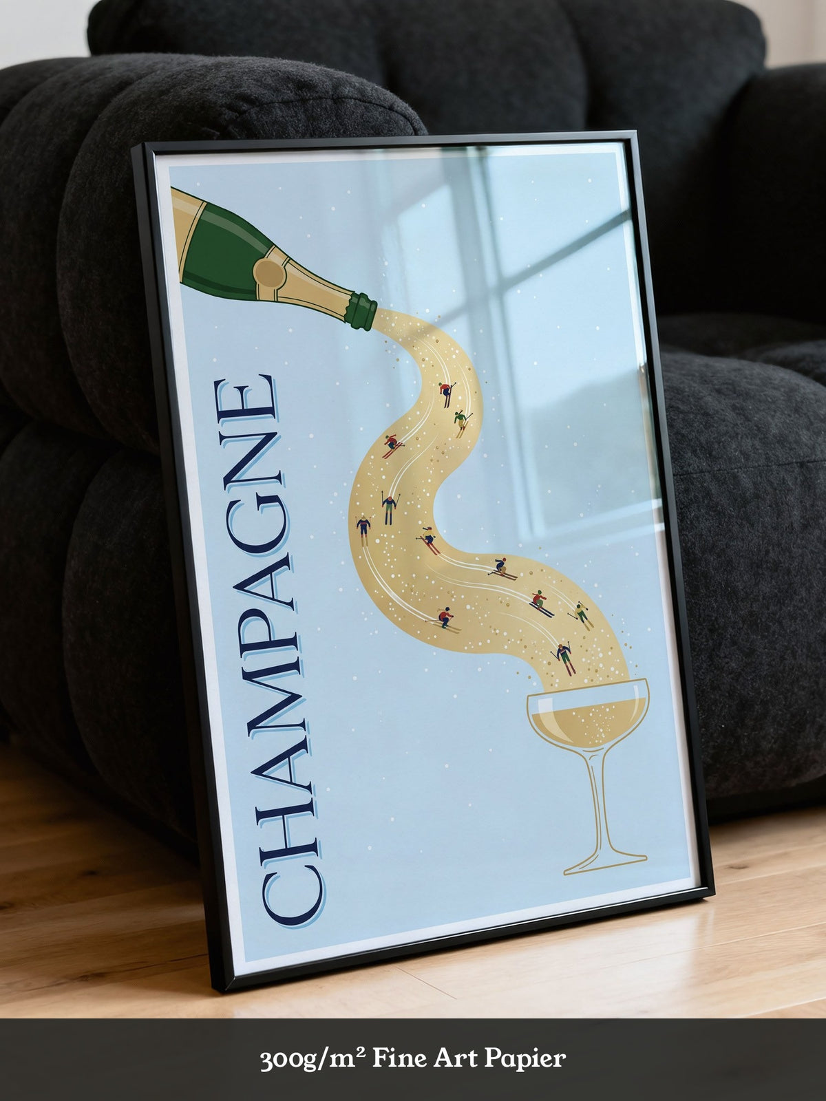 Champagner Ski Illustration