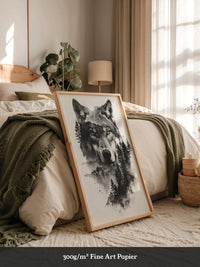 Wolf Natur Schwarz-Weiß Collage
