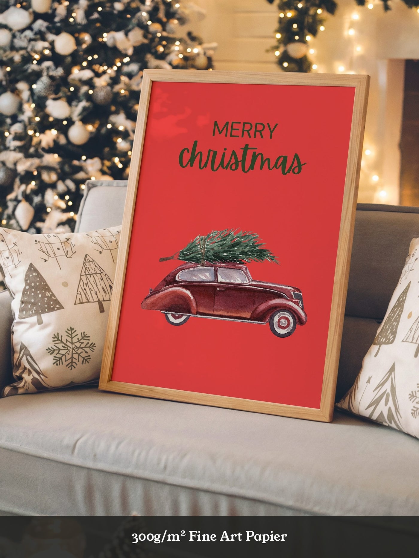 Auto mit Tannenbaum Rot