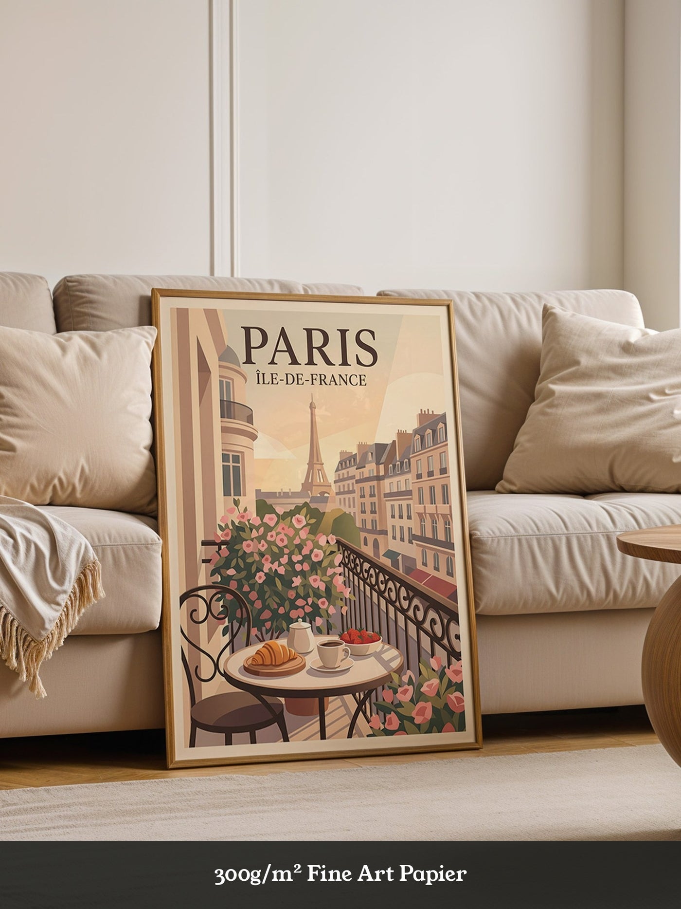 Paris Frühstück Balkon Pastell