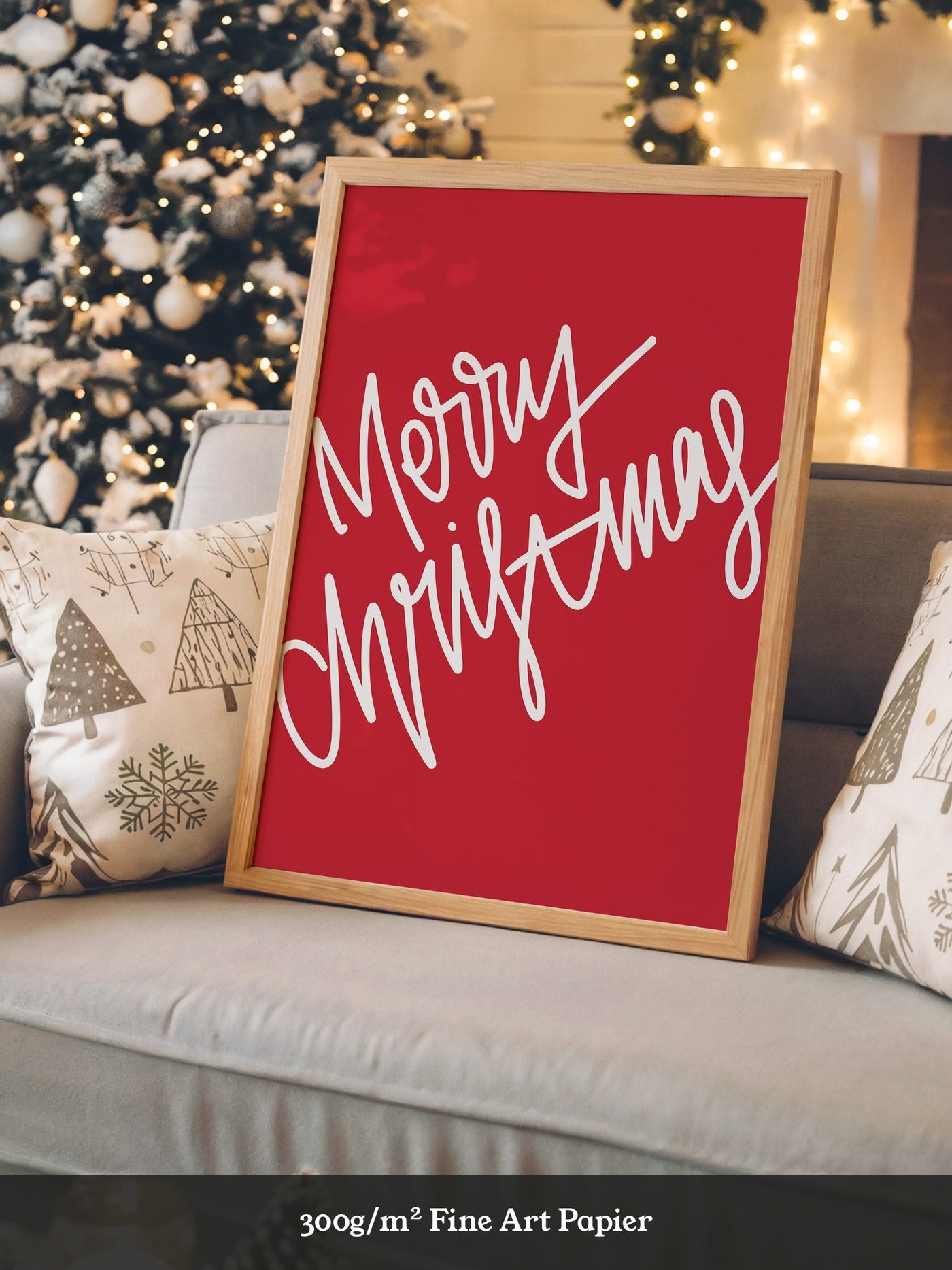 Weihnachtsgruß Kalligrafie Rot