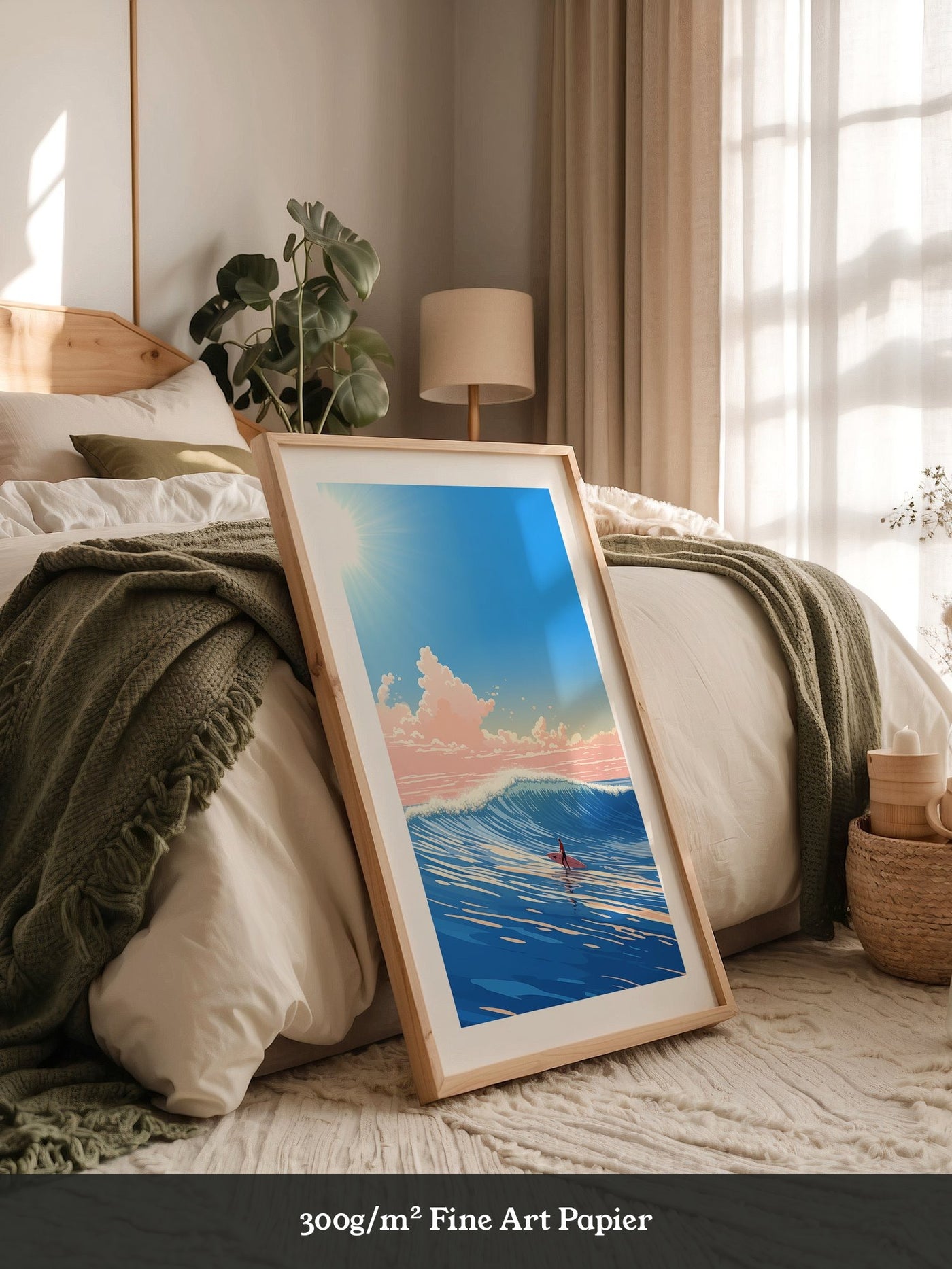 Surfer Welle pastellfarben