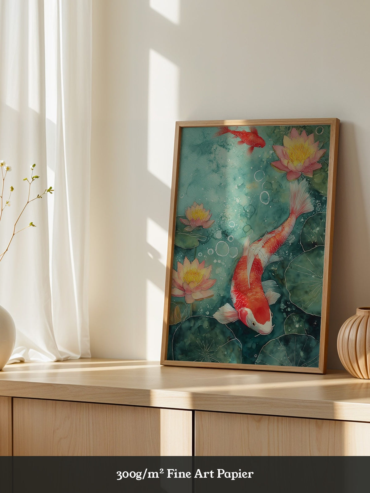 Koi im Teich Aquarell-Look