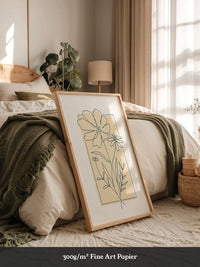 Einlinien Zeichnung Blumen Beige