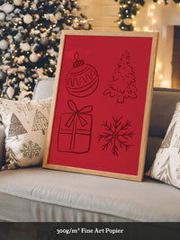 Weihnachtssymbole Rot Zeichnung
