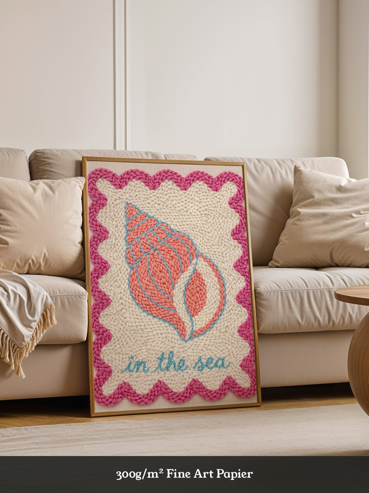 Muschel Stickerei Rosa Blau