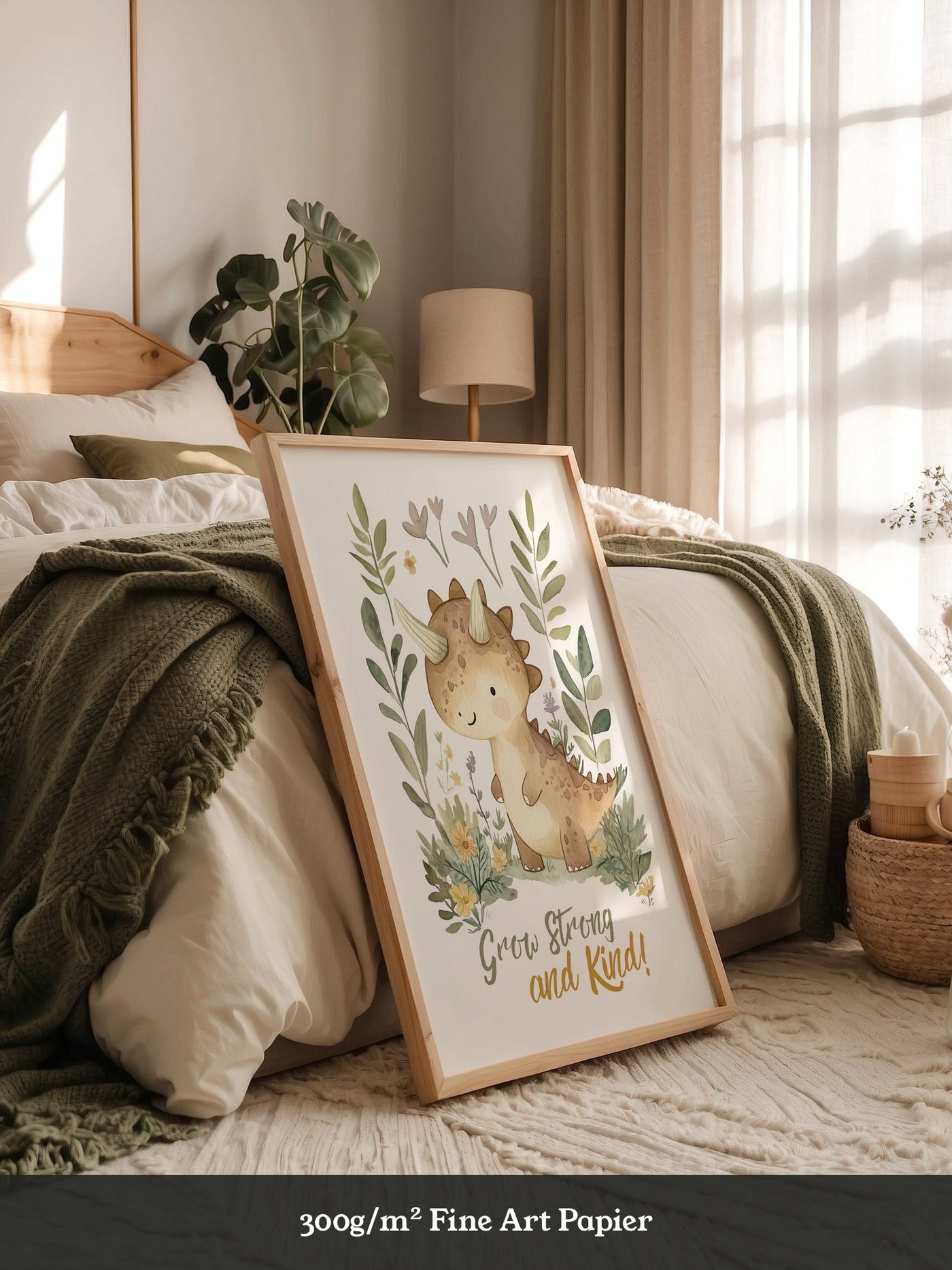 Niedlicher Dino Aquarell Pflanzen