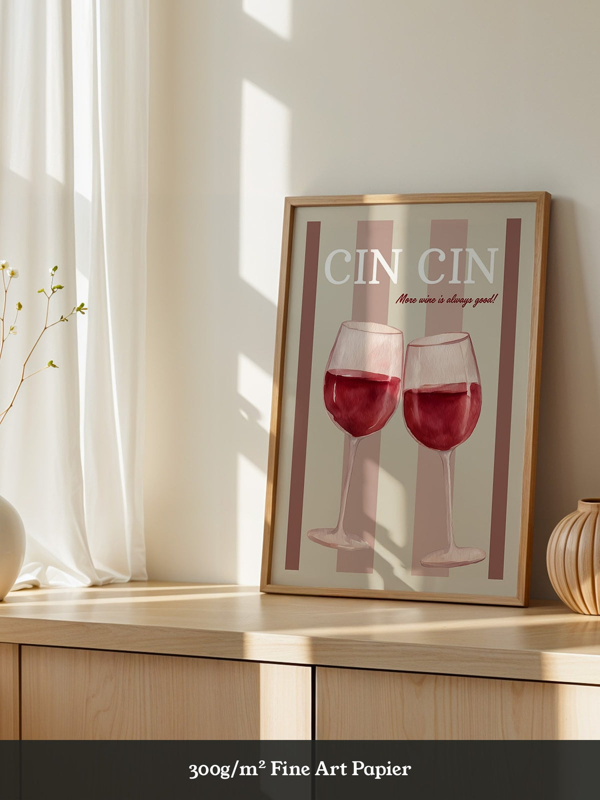 Weingläser Aquarell Prost Retro