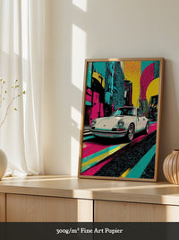 Porsche Retro Stadt Pop-Art