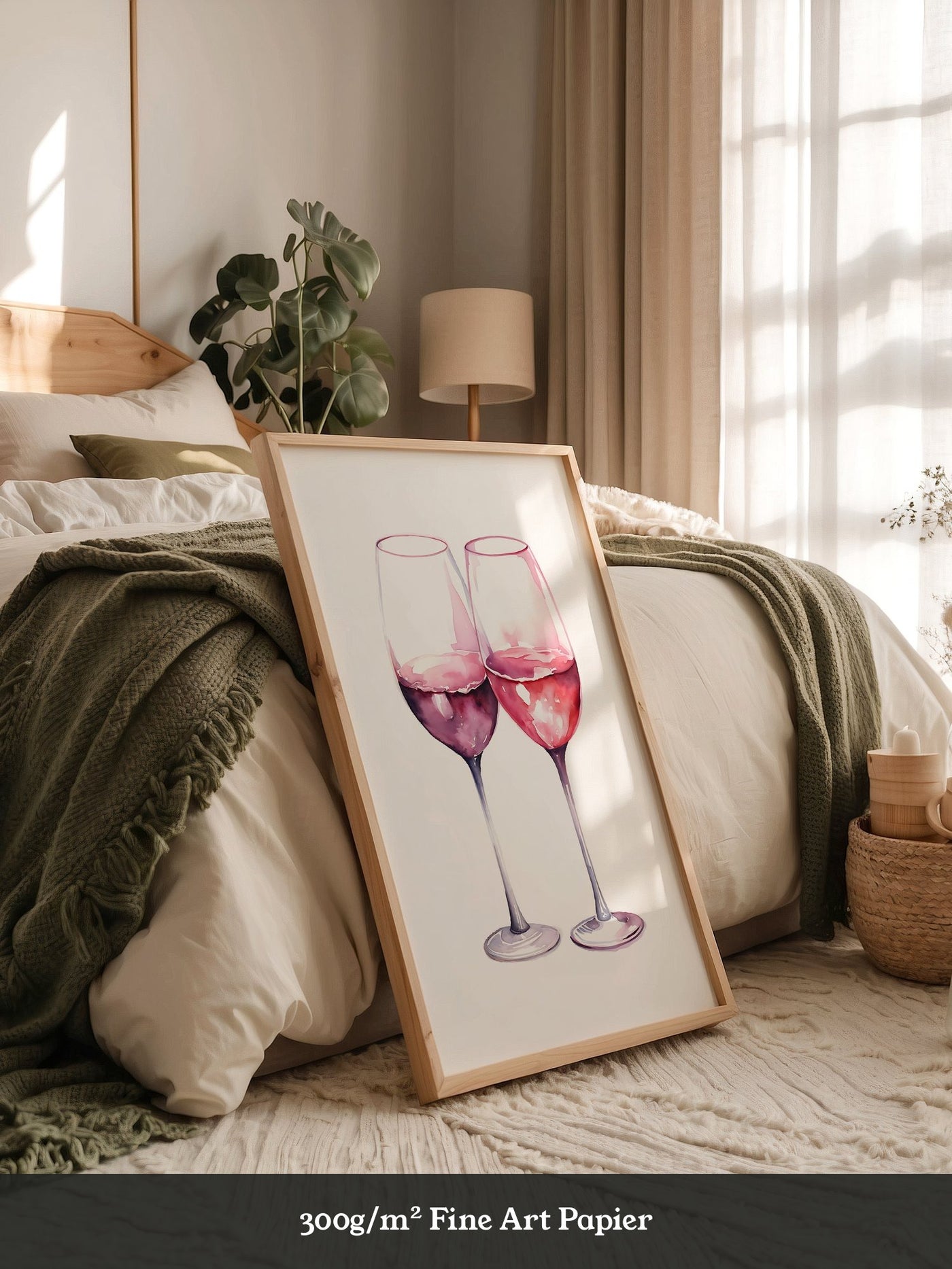 Weingläser Aquarell rot-rosa