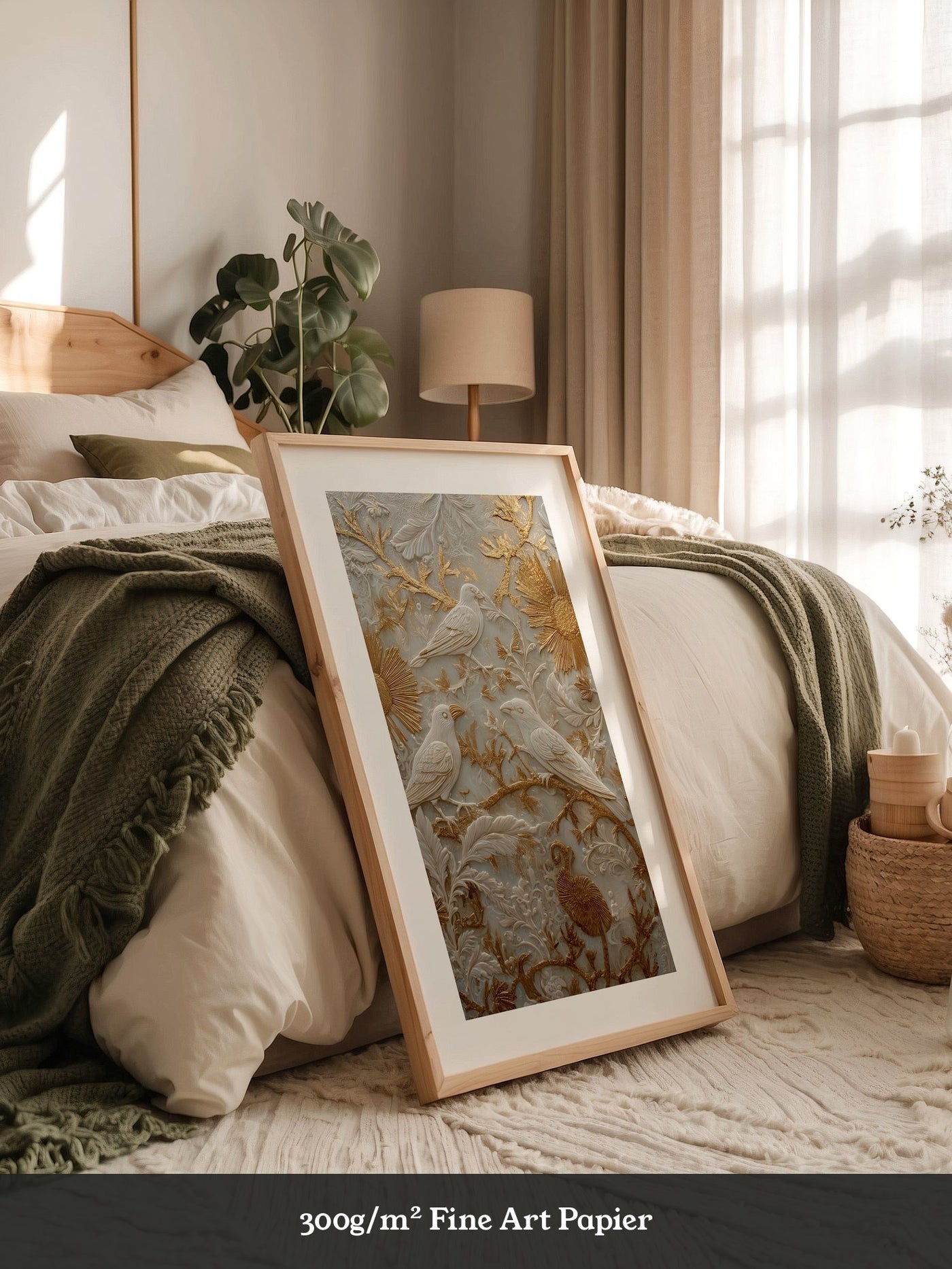 Vögel Relief Gold Weiß