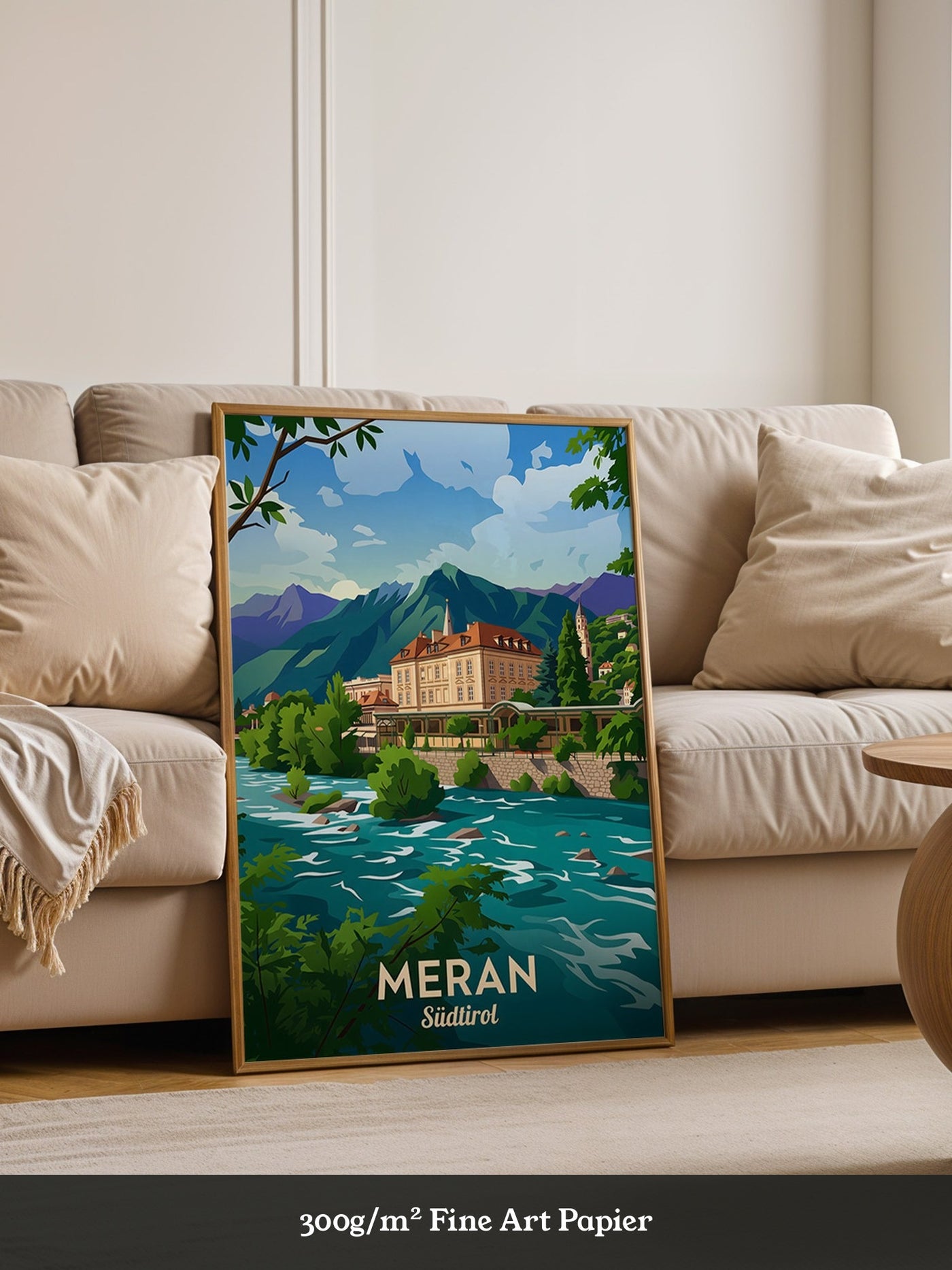 Meran Fluss Alpenszene Malerei