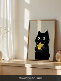 Schwarze Katze leuchtender Stern