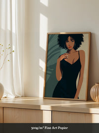 Frau im schwarzen Kleid Illustration