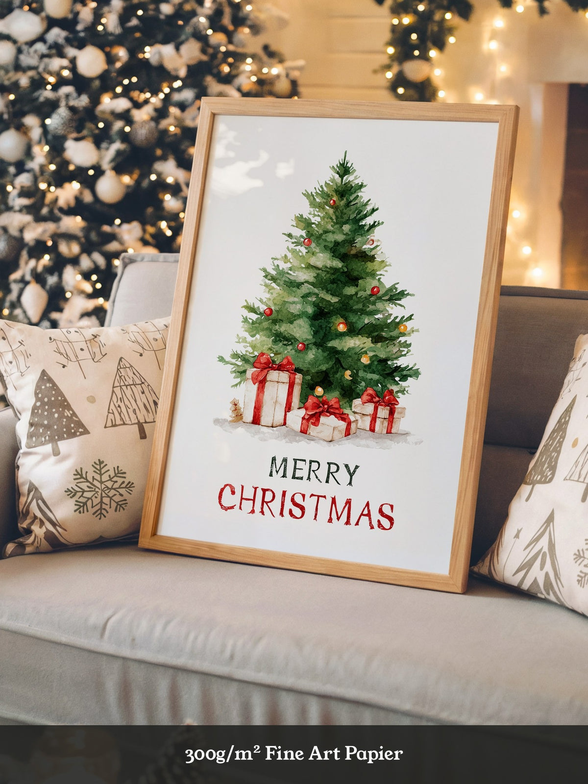 Weihnachtsbaum Geschenke Aquarell