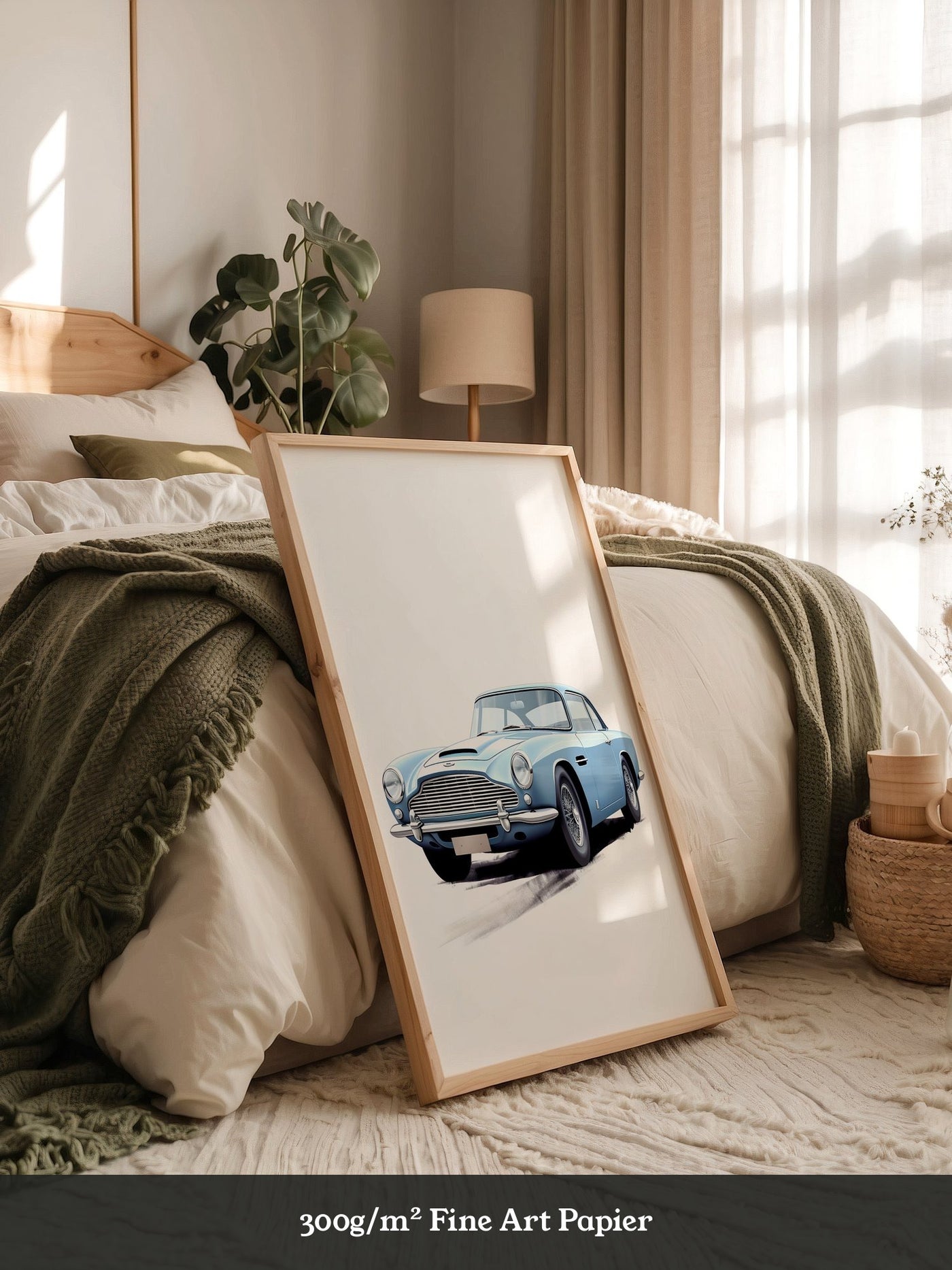 Klassiker auf Rädern – Blauer Oldtimer-Illustration