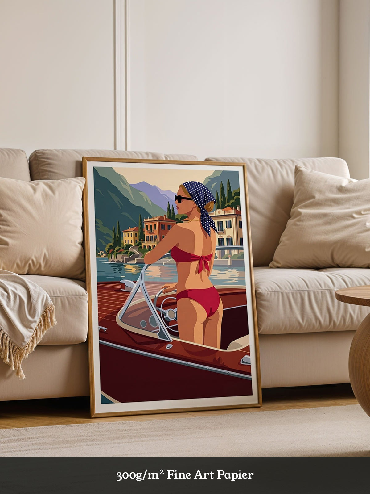 Retro Motorboot Frau Illustration