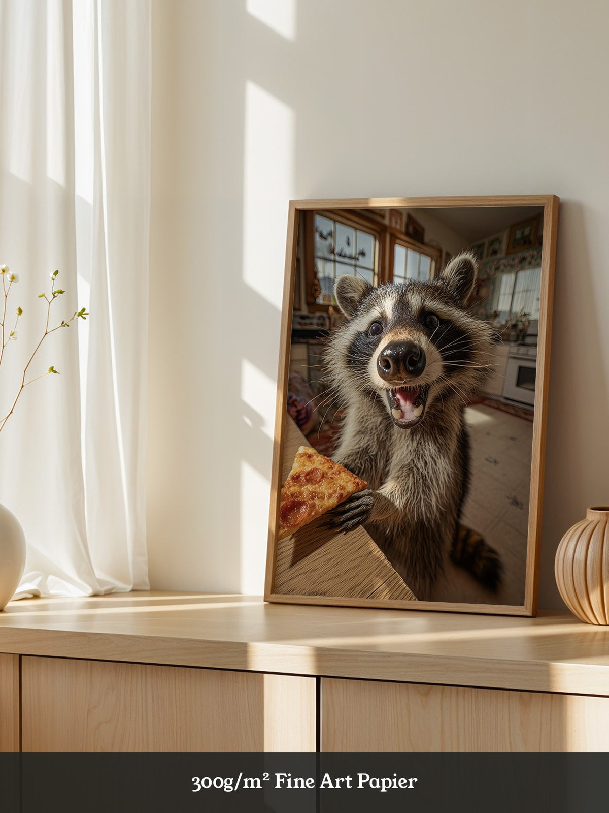Waschbär Pizza Überraschung