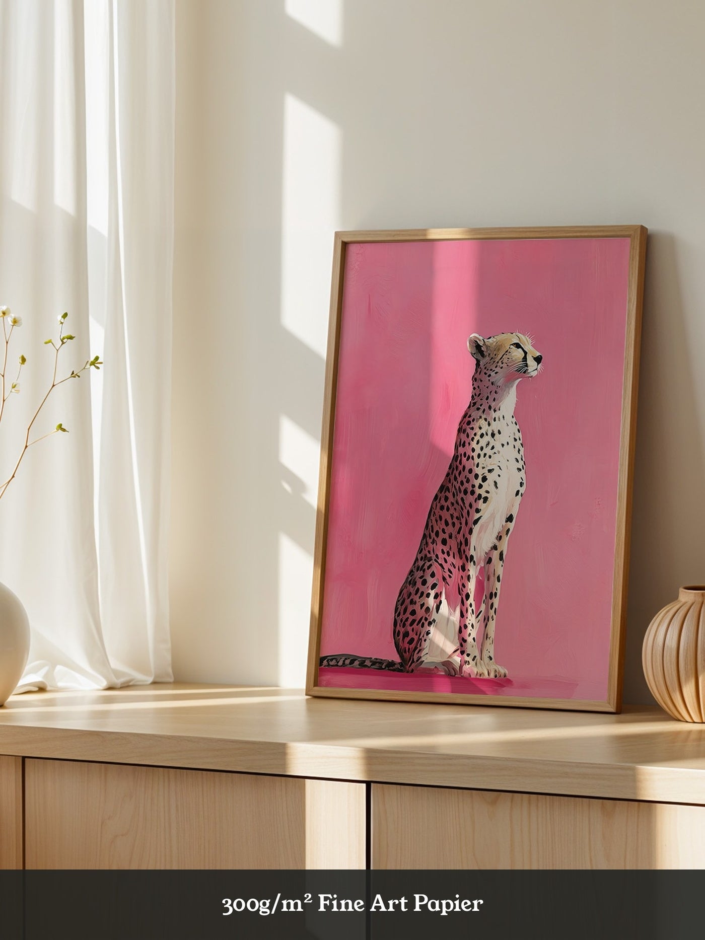 Gepard Illustration rosa Hintergrund