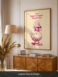 Ente Turban Humor Rosazeichnung