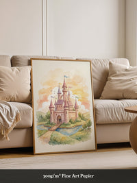 Märchenschloss Aquarell Sonnenuntergang