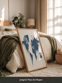 Weltkarte Blau Schattierungen