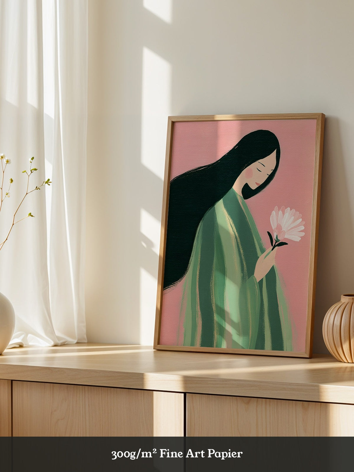 Frau mit Blume Pastellfarben