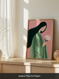 Frau mit Blume Pastellfarben