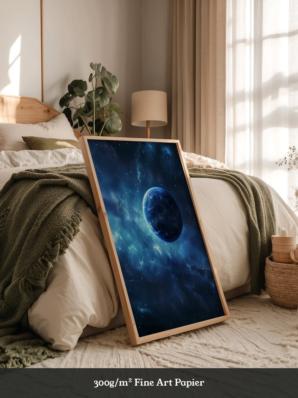 Blauer Planet im leuchtenden Universum