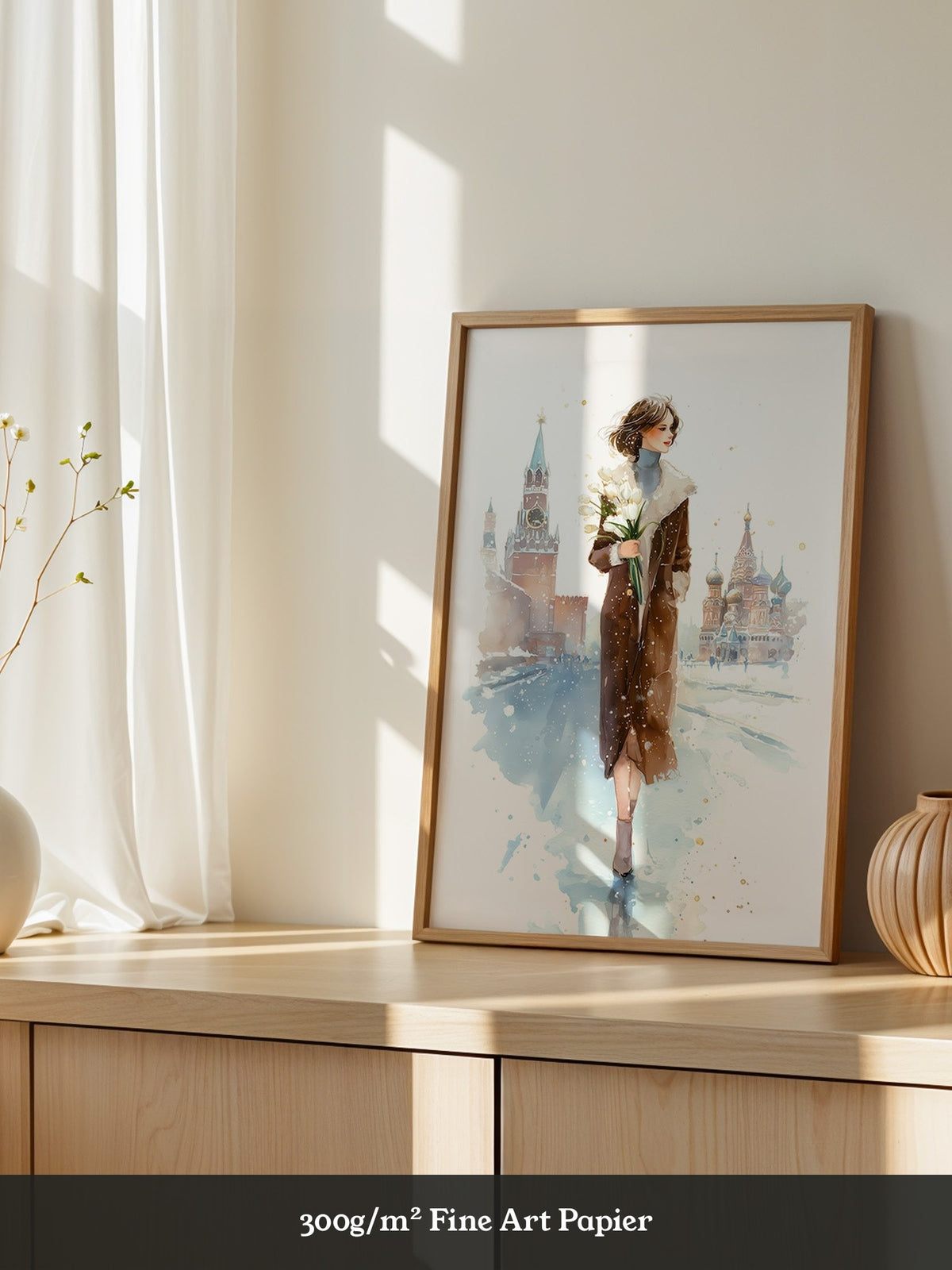 Frau Tulpen Schneelandschaft
