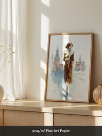Frau Tulpen Schneelandschaft