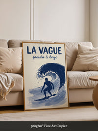 Surfer Welle Blau Kunstdruck
