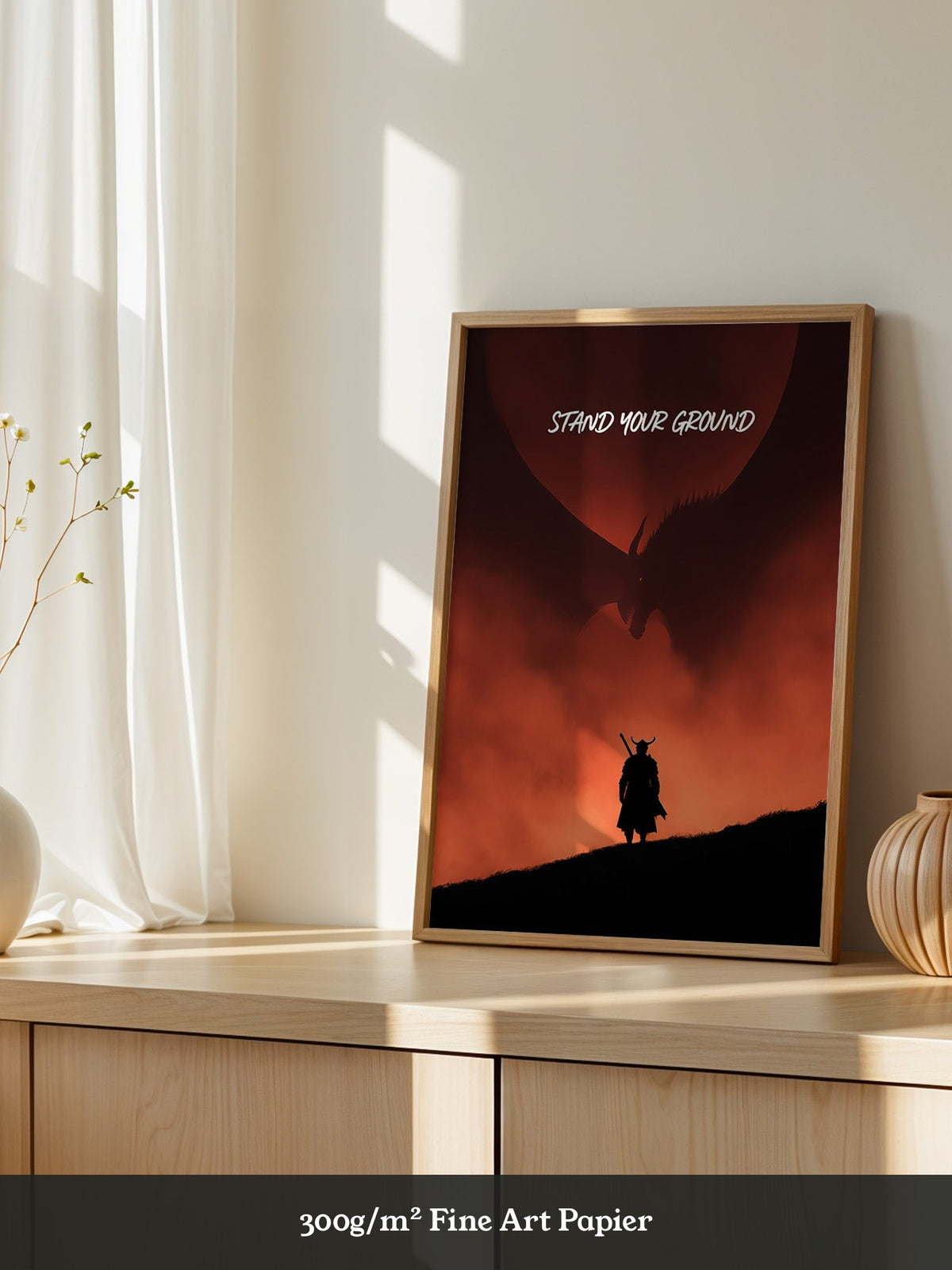 Drachenkämpfer Silhouette Feuerhimmel