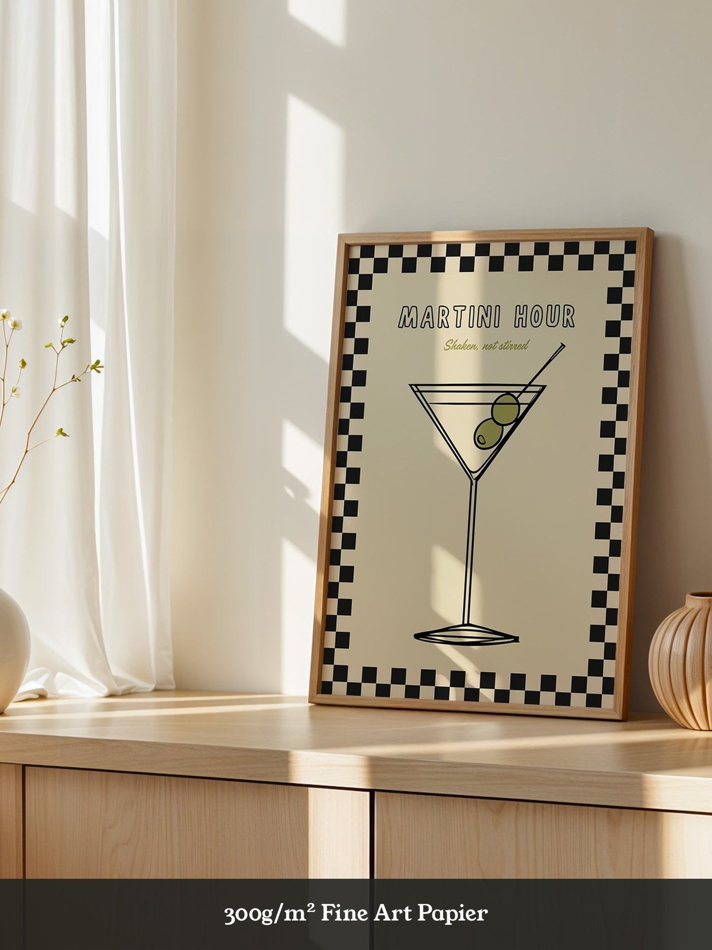 Martiniglas Oliven Retro-Muster