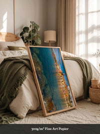 Bunte Küstenhäuser Spiegelung