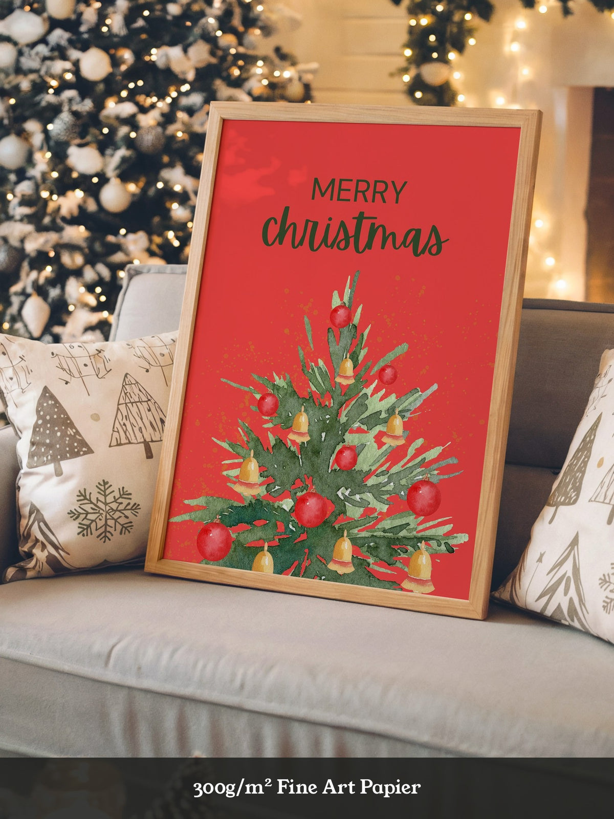 Weihnachtsbaum Aquarell Rot