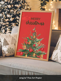 Weihnachtsbaum Aquarell Rot