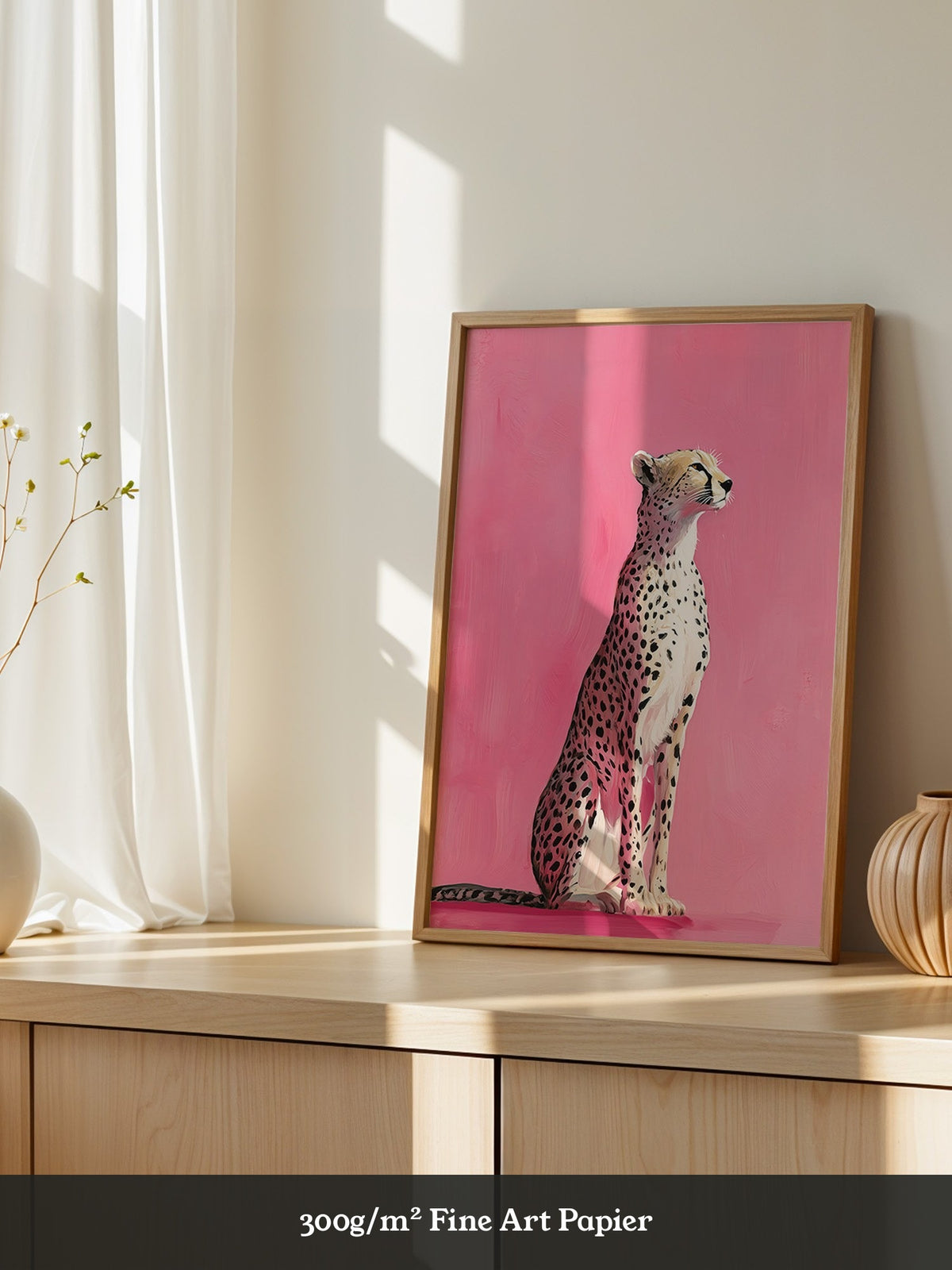 Gepard Illustration rosa Hintergrund
