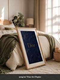 Blumenmuster Goldprägung Navy