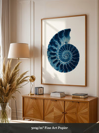 Ammonit Blau Aquarell