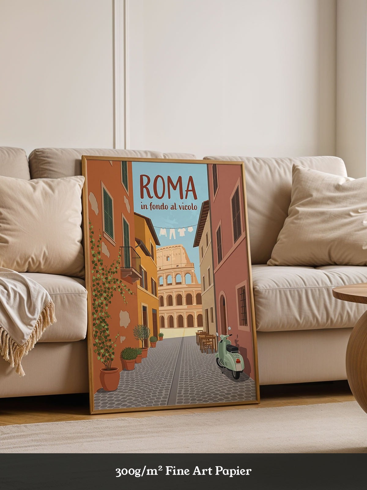 Roma Gasse Vespa Illustration