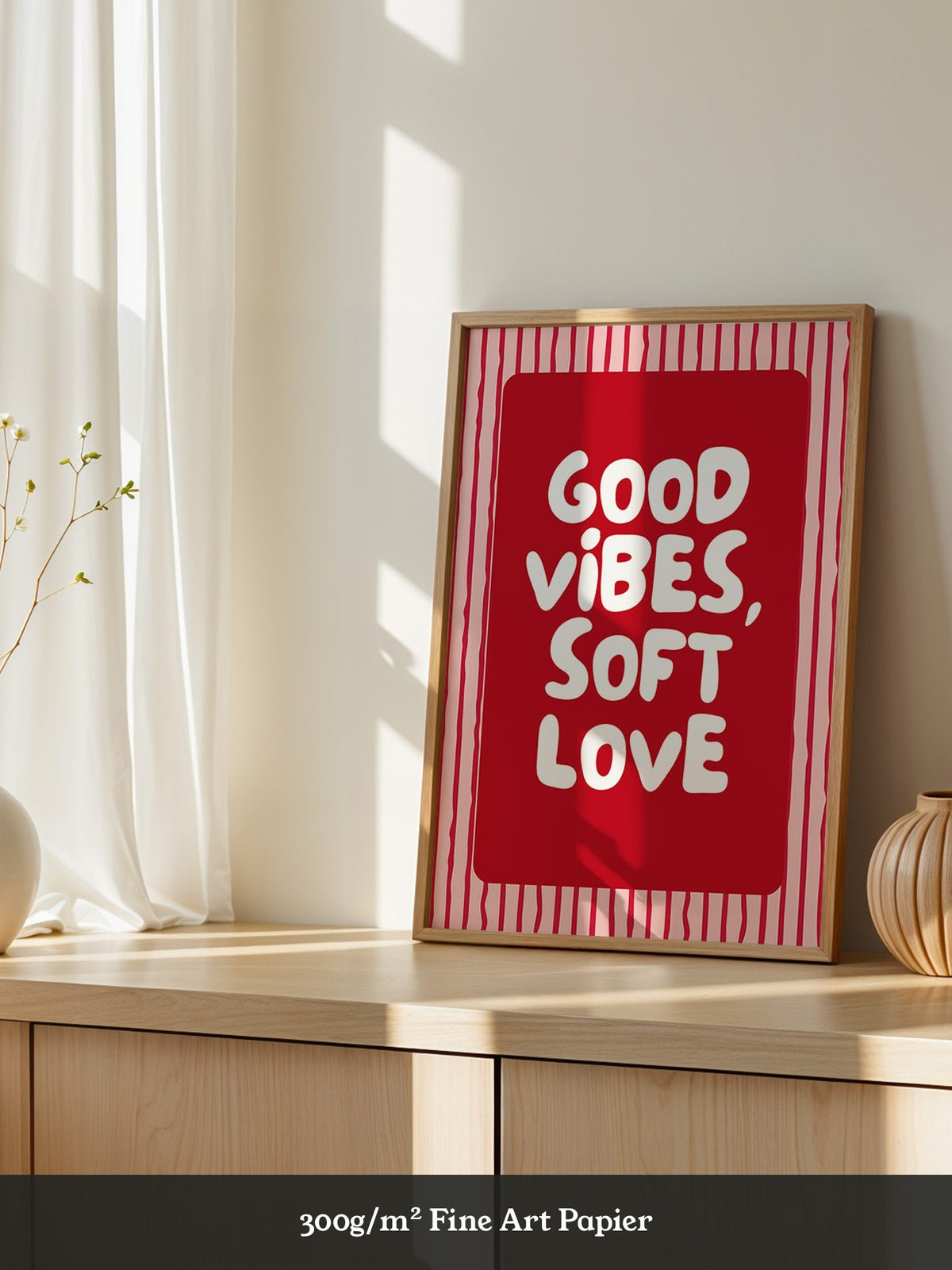 Text gutes Gefühl Streifenmuster