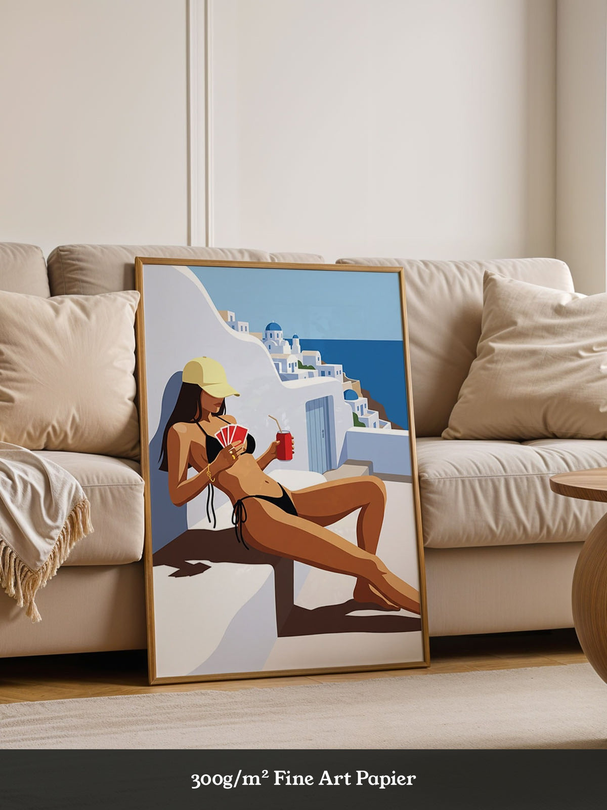 Santorini Frau Urlaub Blau