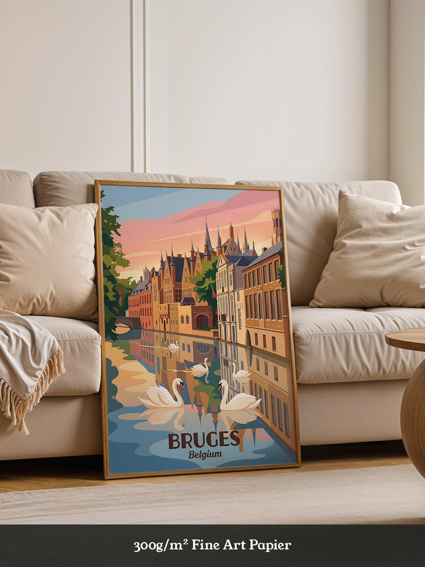 Brügge Grachten Schwäne Retro