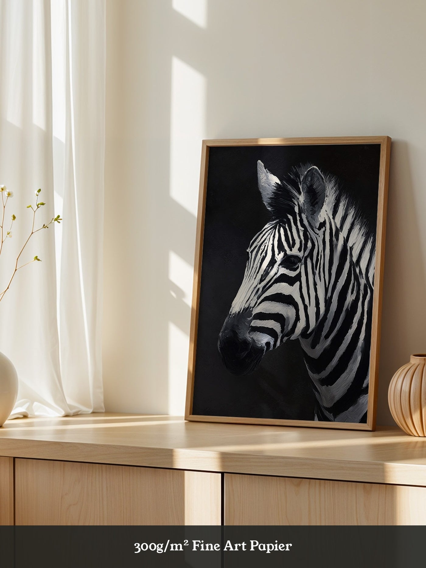 Zebra Profil schwarzweiß Pinselstriche