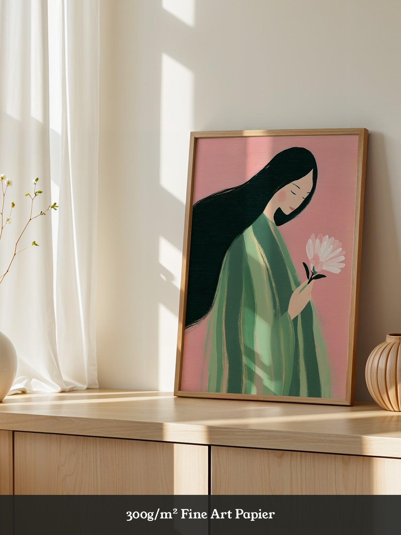 Frau mit Blume Pastellfarben