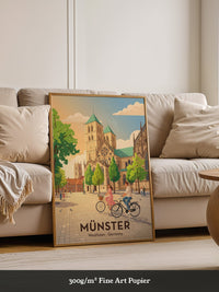 Münster Fahrradtour Pastell Stil