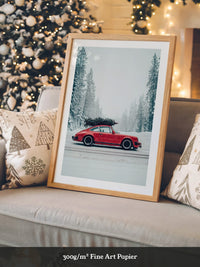 Porsche Winterlandschaft Rot